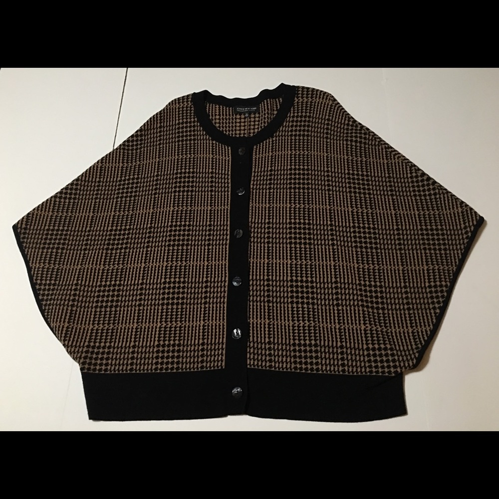 Jones New York Sweater Poncho 3X Black and Brown